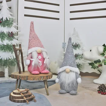 2021 Novo Leto Vesel Božič Obesek Brezosebna Santa Belo Roza Gnome Plišastih Lutka Okraski Drevo Tabelo Okraski Otroci Igrače Darilo
