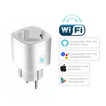 Smart WiFi Plug Adapter 16A Daljinsko Glasovni Nadzor Moči Monitor Vtičnice Vtičnice Čas Funkcije Delo Z Smart Life/TUYA APP