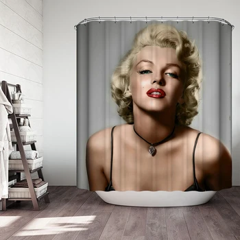Retro Seksi Ženska Visoke Kakovosti Tuš Zavesa Seksi Marilyn-Monroe Portret Nepremočljiva Kopalnica Poliester Tkanine, Zavese, S kljuko