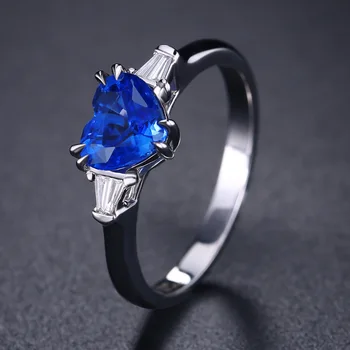2021 nove luksuzne modra barva srce 925 sterling srebro zaročni prstan za ženske lady obletnice, darila nakit trgovini R5716