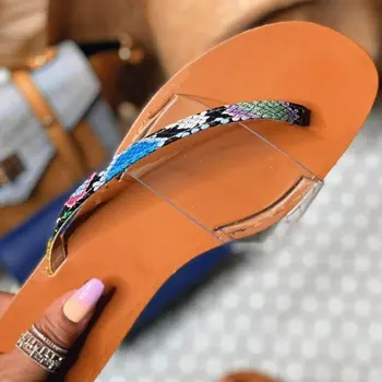 Čevlji, Torbice 2020 Čisto Nov Prosti Čas, Počitnice Multi Kača Ravno Sandali Poletje Ženske Čevlje Japonke Natikači