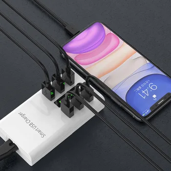 Multi USB Polnilec Postaja 5V/6A 30W Hitro Polnjenje Namizje Potovalni Polnilnik Za iPhone 12 11 Xiaomi POCO X3 Mobilni Telefon Pribor
