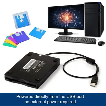 Practial 3,5-palčni 1.44 MB FDD Črna USB Prenosni Zunanji Vmesnik Disketo FDD Zunanjem USB Gibkem Pogonu za Prenosnik