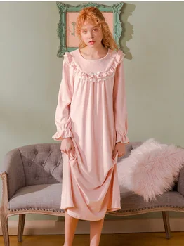 Nove Ženske Lolita Princess Oblačenja Sleepshirts Letnik Čipke Stringy Selvedge Nightgowns.Toplo Žamet Nightdress Spanja Loungewear