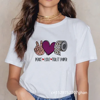 Ženske Mir pes ljubezen natisni T-shirt Harajuku Smešno Kratek Rokav Tees priložnostne korejskem Slogu Vrhovi ženska Majica s kratkimi rokavi Padec ladijskega prometa