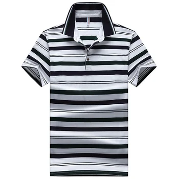 Blagovno znamko oblačil 95% bombaž striped Majica Polo Moški Business Casual Kratek Rokav Dihanje ulične majice polo moški Vrhovi&Tees