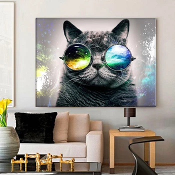 EverShine Diamond Slikarstvo Mačka Navzkrižno Šiv Diamond Vezenje Živali Slike Okrasnih Ročno Umetnost Hobi Darilo Doma Dekor