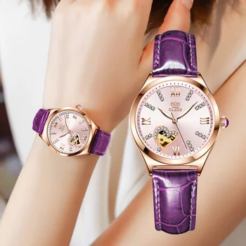 Ženske avtomatsko mehansko ročno uro moda, priložnostne slog, svetlobna watch votlih design ženska ura