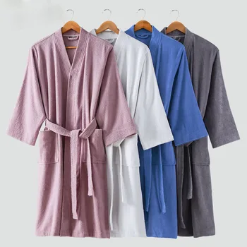 Bombaž Frotirja za Brisače in Plašče za Moške Kimono kopalni plašč Bombaž Oblačilih Dolgo Haljo Za Ženske Vpojne kopalni Plašči Domov Oblačila