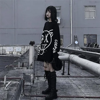 Kul ženske korejski moda prevelik dolg rokav t shirt hip hop punk ulične dekleta tees Black Svoboden Long Sleeve Majica s kratkimi rokavi Moški
