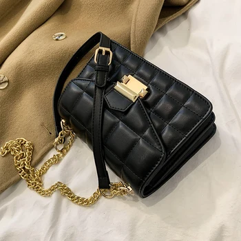 Predalčni Kvadratnih Crossbody vrečko 2020 New Visoke kakovosti PU Usnja Ženske Oblikovalec Torbico Vintage Verige Ramenski Messenger Bag
