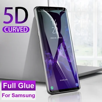 9H Polno Lepilo Kritje Kaljeno Steklo Film za Samsung Galaxy Note 8 9 S8 S9 Plus Ultra Tanek Ukrivljen Rob Zaščitni Zaslon Patron
