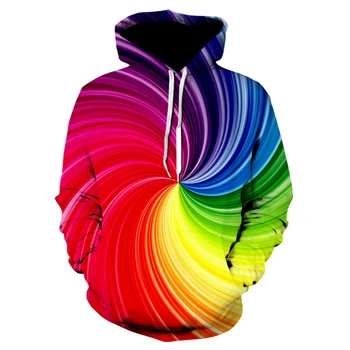 3D Hoodie Moški / Ženska Majica Meri Pisane Gradient pulover s kapuco za Moške Barva Hooded Fant / Dekle Mavrica Onesnaževalec Jacke