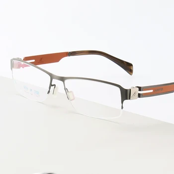 Blagovne znamke Priljubljena spomladanski tečaj Očala poseben tečaj pol Platišča Moški Kratkovidnost Recept Eye Glasses Kovinskih Očal Rxable F221609
