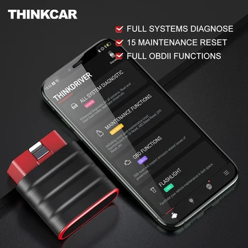 THINKCAR Bluetooth OBD2 Kodo Bralnik Thinkdriver Avtomobilske OBD 2 Avtomobila Diagnostično Orodje za iOS Android Avto Optičnega Automotriz ODB2