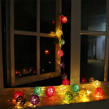 Wrumava LED Baterije Niz Luči 4M 20leds Ročno Rattan Kroglice Niz Luči Pravljice Stranko Poroko Teras Božični Dekor