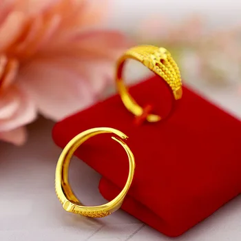 Korejski Moda Zlati Prstan za Ženske, Poroke, Posla Nakit Ajustable Metulj Oblikovan 14k Rumeno Zlato Nakit Izjavo Obroč