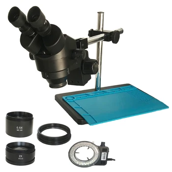 Eno roko podporo 3,5 X-90X kateri je daljnogled stereo mikroskop industrijski mobilni telefon PCB popravila lupo zoom 0.5 X 2.0 X objektiv mat orodja