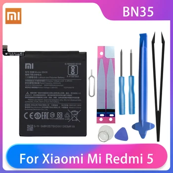 Original Xiaomi Redmi 5 Redmi5 Telefona, Baterije, BN35 Visoka Zmogljivost Akumulatorske Xiaomi Baterijo Telefona 3300mAh Brezplačna Orodja, s AKKU