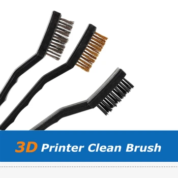 3pcs 3D Tiskalnik, Šoba za Iztiskanje Prah, Čistilo Najlon zobna ščetka + Bakrene Žice Krtača + Železne Žice Krtačo Za 3D Tiskalnik Deli