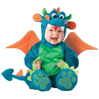 Nov Prihod Visoke Kakovosti Baby Fantje Dekleta Halloween Dinozaver Kostum Romper Otroci Oblačila Sklop Malčka Co-raztezajo Triceratops