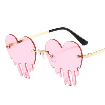 Moda Srce Rimless sončna Očala Ženske 2020 Solze Obliko roza Očala, Edinstvenega Vintage Očala UV400 Oculos Feminino