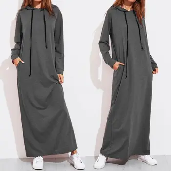 Muslimanski Trenirko Šport Dolga Obleka Ženske Eid Abaya tam kaftan Islamska Oblačila Hoddies Abayas Vestidos z Žepi Caftan Haljo Femme