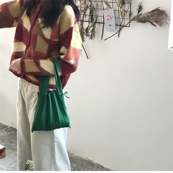 Volna Za Pletenje, Naguban Vrečke Mozaik Vrvico Nakupovalne Torbe Dekleta Vzročno Vezavi Torba Korejski, Japonski Elegantni Majhni Torbici