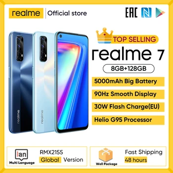 Realme 7 Globalni Različici mobilnega telefona Odklenjena, 30W Hitro Polnjenje Pametni telefon, 8GB RAM-a, 128GB ROM Mobilnih Telefonov Helio G95 Gaming Telefon