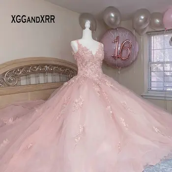 Realne Slike Quinceanera Obleke 2020 Žogo Obleke Prom Obleke, Roza Ljubica Dekleta 16 Rojstni Dan Sladko 15 16 Princesa