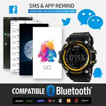 SKMEI Moški Šport Bluetooth Smart Watch Vojaške Pedometer Kalorij Fitnes Digitalna Ura Nepremočljiva ročno uro relogio inteligentnim
