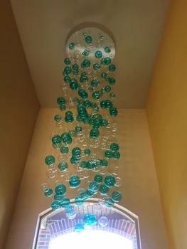 Sodobna Steklenimi Mehurčki Lestenec Razsvetljavo LED Obesek, ki Visi Svetlobe Dolgih Mansarda Krog Lestenci za Stopnišče Lobi