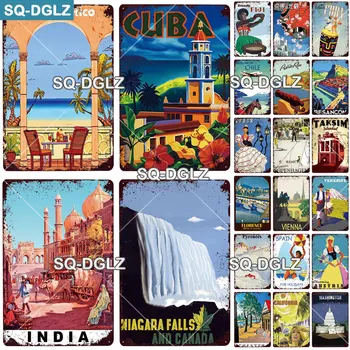 [SQ-DGLZ] CUBA City Kovinski Znak Letnik Plošča Stenski Dekor Za Pub Bar Državi Ploščo Tin Prijavite Potovanje INDIJA/ČILE Plakat