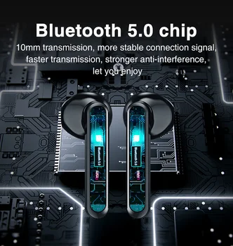 Bluetooth V5.0 Slušalke Brezžične Slušalke Z Mikrofonom Šport Vodotesne Slušalke LED Zaslon Polnjenje Polje Za Android IOS