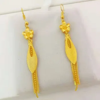 Novo Zlato Barvo cvetov Tassel Visijo Uhani za Ženske Poroko Spusti Earing Brinco Modni Nakit Darila