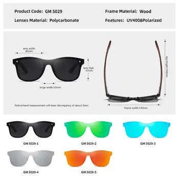 GM Ročno izdelana sončna Očala Moških Polarizirana Oreh Lesena Očala Ženske Ogledalo Letnik Oculos de sol masculino S5029