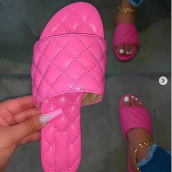 Poletje Copate Pu Usnje Ravno Petah Diamond Šivanje Modnih Seksi Mature Strani Prostem Ženske Dame Čevlji Zapatos De Mujer
