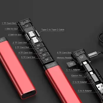 BUDI Multi-funkcijo Smart vmesniško Kartico za Shranjevanje Podatkov, prinaša dobička Bralec Shranjevanje Multi-Kabel TF USB Box Za iPhone Xiaomi Kabel F6A0