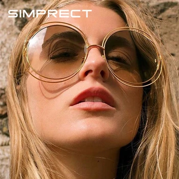 SIMPRECT Prevelik sončna Očala Ženske 2021 Okrogla sončna Očala Retro Luksuzni Ogledalo sončna Očala Odtenkih Za Ženske Big Zonnebril Dames