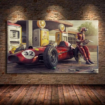Vintage Avto Plakat Ferraris Klasične Dirke F1 Dirkalnik, Umetnine Wall Art Platno, Tisk Slikarstvo Sliko Za Domov Dnevna Soba Dekor