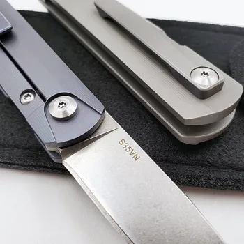JSSQ S35VN Folding Nož Rezilo Titana Ročaj Žepni Noži na Prostem Preživetje Lov Boj Nož za Kampiranje EOS Orodja