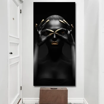 Platno Natisne Sodobne Črna Ženska Model Slikarstvo Wall Art Plakat In Tiskanje Fotografij Doma Dekoracijo Za Dnevna Soba Brez Okvirja