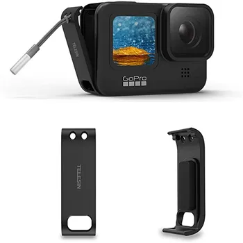 TELESIN Zaščitno Ohišje za Fotoaparat Polnilna Strani Vrat Odstranljiva Pokrov Baterije Za Gopro Hero 9 Črna Kamera dodatna Oprema