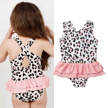 2020 Novega Malčka Baby Dekleta Čipke Leopard tiskanja Kopalke, Kopalke, Kopalne Obleko Plaži Kostum Eno-Kosov