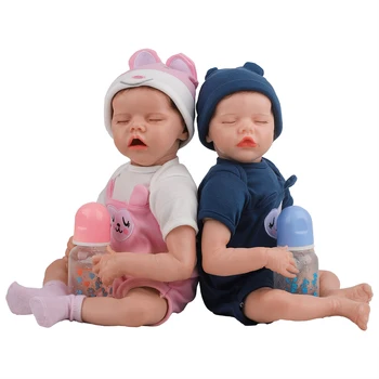 Malčka Dvojčka Rodi Otroka 17inches Silikonski Telo Veren Bebe Prerojeni Lutke Za Otroke Rojstni dan Darilo Igrača