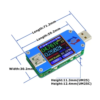 LCD Zaslon USB Tester QC 2.0 Tip-C LCD Voltmeter ampermeter napetosti tok merilnik napolnjenosti baterije ukrep kabel odpornost