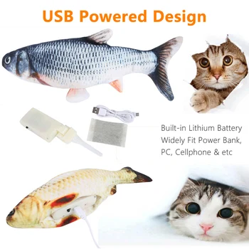 30 CM Hišnih Mačk Igrače USB Električni Mahajoč Simulacije Ribe Igrače za Mačke Žvečilni Igranje Grize Catnip Polnjene Interaktivni Plišastih Igrač