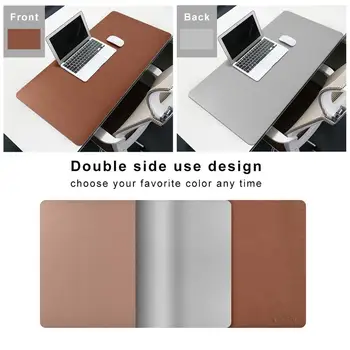 Chihein 95*40 cm Mouse Pad PU Usnje Desk Mat Poslovnih Office Home Tabela Pad for Laptop Tipkovnici Dvojni Stranski Barve (Rjava/Siva)