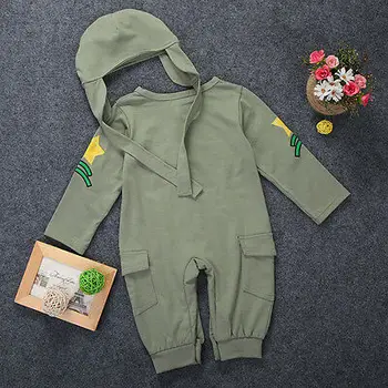 2019 Nove Vroče Prodaje Newborn Baby Toddler Fant, Otroci, Oblačila, Igralne Obleke+Klobuk Skp Jumpsuit Obleke Zelene