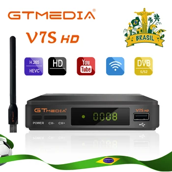 GTmedia V7S HD Satelitski Sprejemnik z USB WIFI 1080P Full HD DVB-S2 Powered by Freesat TV BOX Dekoder Zalogi v Braziliji
